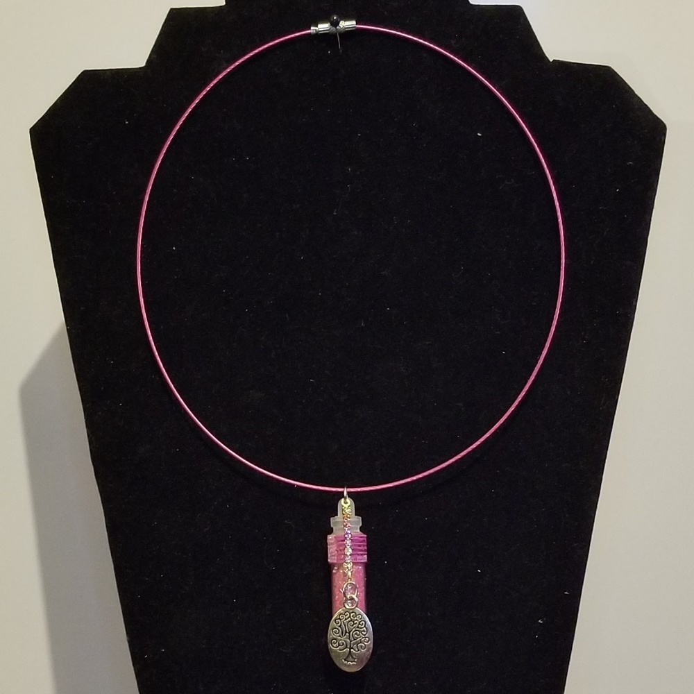 Pink Hidden Treasure Bottle Necklace